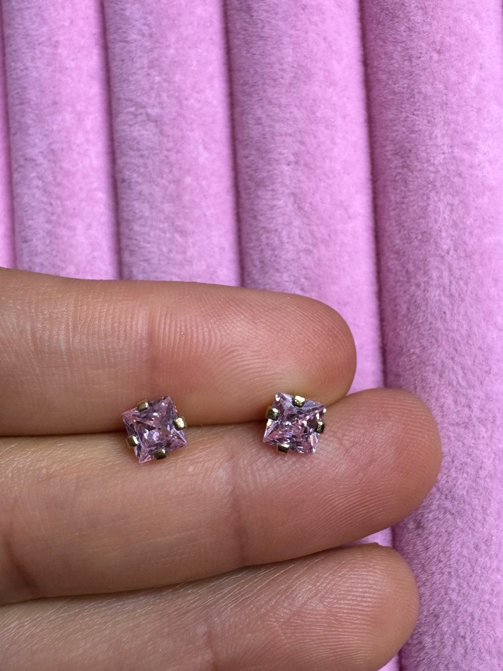 Pink Square-Cut Stud Earrings - Pink